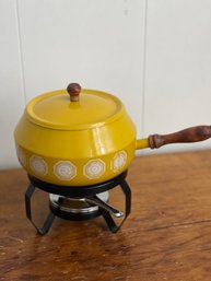 Mid Century ModernBright Yellow Fondue Pot.