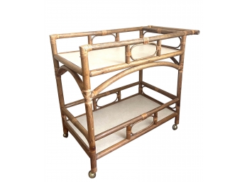 Vtg Mid Century Modern Bamboo Bar/Serving Cart On Casters***
