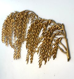 Mid Century Modern Regency Gold Weeping Willow Tree Branch Wall Sculpture: Amazing