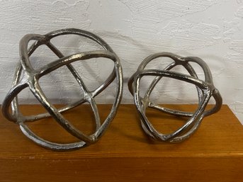 Decorative Silver Metal Orb Sculptures