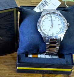Bulova Watch New In Box With Original Tags Unused Stainless Steel Band