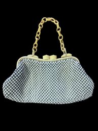 Vintage Whiting & Davis Alumesh Evening Bag / Cream Bakelite Handle