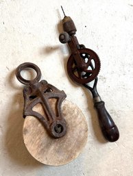 Barn Finds: Wooden Pulley And Hand Drill