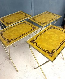 Mid Century Modern  Metal Tv Trays . Full Set Of 4 Regency Style