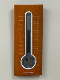 Nice Brookstone Wall Thermometer In Cherry Wood Surround. Battery Operated