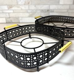 Mid Century Modern Pierce Metal Casserole Carriers X 2.