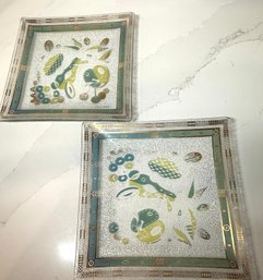 Festive Georges Briard Platters X 2 'Forbidden Fruit'. Signed