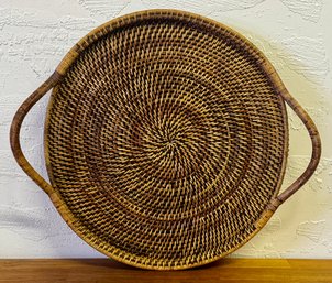 Large Woven Selections Wicker Rattan Tray By The Pampered Chef 18 Inch