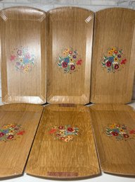 Mid Century Modern HASKO Snack Trays W/ Spring Flower Motif