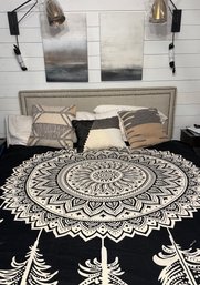 Black And White Medallion Textile, Wall Hanging, Bedspread, Or Throw