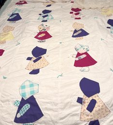 Sunbonnet Sue Hand Appliqued Quilt With Sunbonnet Sue Doll