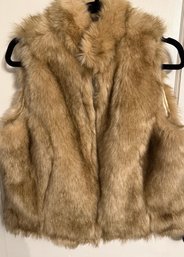 Dimitri Faux Fur Vest With Oversized Hook And Eye Closure