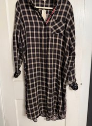 Awesome Mystree Dress/duster Jacket. Plaid Front And Sheer Paisley Back.  Great Detail.