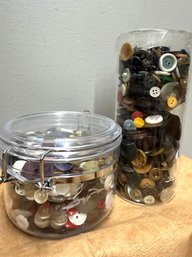 Buttons, Buttons, And More Buttons, 2 Jars, Unsorted