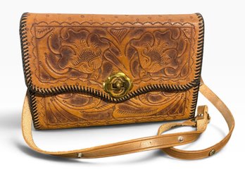 Vintage Tooled Crossbody Purse / Bag