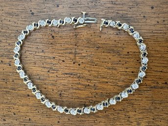 10K Gold Marked Sapphire Tennis Bracelet Approx. 7 Inches