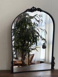 Vintage Arch Shaped Mirror.  Black Hi Gloss  Metal Frame,  Charming And Versatile