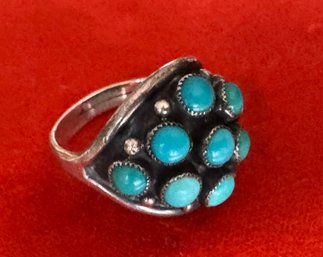 C&L MAHOOTY Marked Zuni Style Turquoise Ring About 8.75