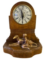 Electric Mantle Clock With Boy And Dog Statue