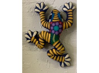 Colorful Hand Painted Frog Figurine  6 Inch