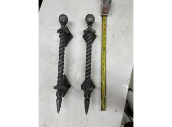 Two Architectural Salvage Cast Metal Door Handles STUNNING And LARGE