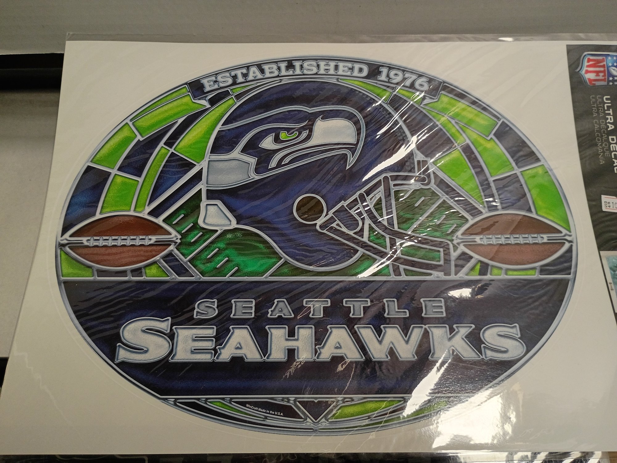 Seattle Seahawks Stained Glass Style Ultra Decal. \, image size:2000x1500