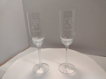 Set Of 2 Princess Cruises 25th Silver Anniversary Glasses