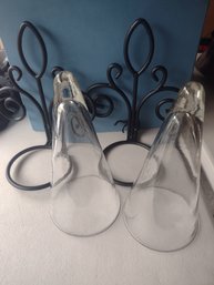 Glass And Wrought Iron Flower/Candle Holder