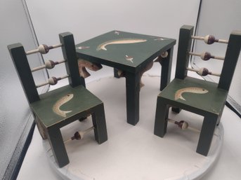 Vintage Mini Fish And Buoy Table & 2 Chairs