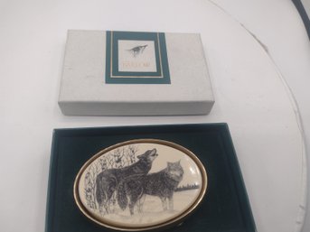 Brass 'Wolf' Belt Buckle With Box