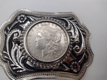 1901 Morgan Silver Dollar Belt Buckle