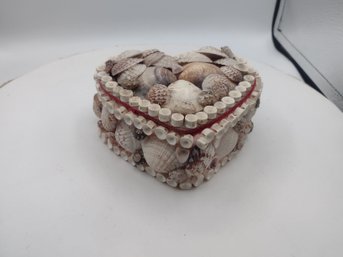 Vintage Seashell Heart Shaped Trinket Jewelry Box