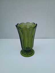 Vintage Avocado Green Glass Vase