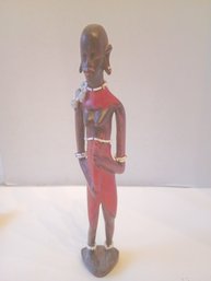 Hand-carved Wooden Sculpture Of A Maasai Woman