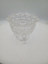 Vintage Crystal Three-footed Cut Glass Bowl