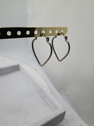 Pair Of Silver -tone Heart-shaped Hoop Earrings