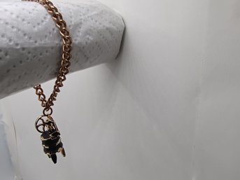 Gold-tone Charm Bracelet Featuring A Vintage-style Stove Pendant