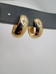 Classic, High-polish Chunky Gold-tone Hoop Earrings