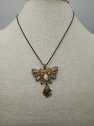 Earthy-toned Butterfly Pendant Necklace