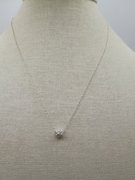 Silver-tone Pav Crystal Bead Necklace