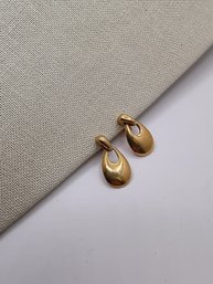 Vintage Gold-tone Dangle Earrings Classic 'door Knocker' Design