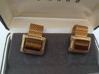 Vintage Tiger's Eye Cuff Links