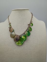 Iridescent Gold And Green Platelet Necklace
