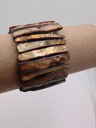 Vintage Wide Abalone Shell Stretch Bracelet