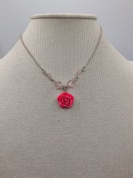 Rose Necklace Features A Hand-sculpted Polymer Clay Pendant