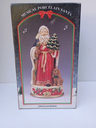 Vintage Porcelain Bisque Musical Santa Claus Figurine