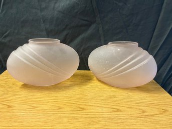 2 Small Frosted Pink Flower Bowls