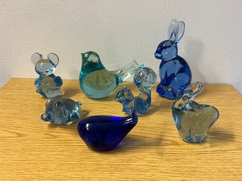 Grouping Of Blue Glass Ornaments