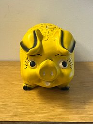 Yellow Pig Porcelain Coin Bank