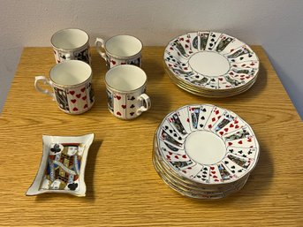 Set Of Playing Cards Cups And Saucers